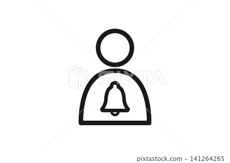 Character bell notification line art icon Character bell notification line art icon 141264265