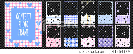 Scattered background pattern with paper flower confetti and heart polka glitter frame for pastel sprinkle scatter design. Love quirky y2k cute card kid modern cutout collage vector child. Scattered background pattern with paper flower confetti and heart polka glitter frame for pastel sprinkle scatter design. Love quirky y2k cute card kid modern cutout collage vector child. 141264329