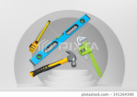 Abstract scene or podium for product showcase on monochrome background. 141264390
