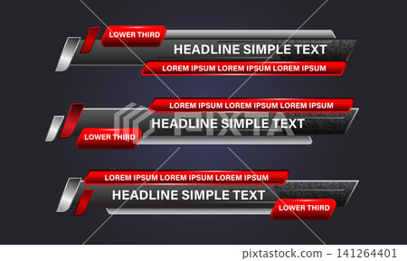 Broadcast News Lower Thirds Template layout black red set collection design banner for bar Headline news title, sport game in Television, Video and Media Channel vector Broadcast News Lower Thirds Template layout black red set collection design banner for bar Headline news title, sport game in Television, Video and Media Channel vector 141264401