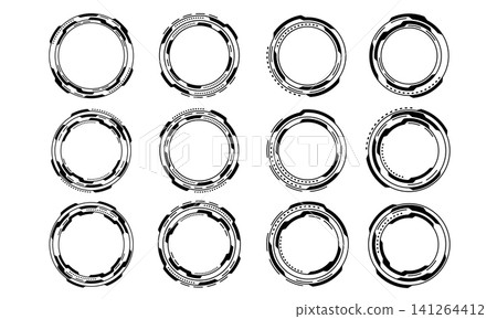 Set of sci fi black circle user interface elements technology futuristic design modern creative on white background vector Set of sci fi black circle user interface elements technology futuristic design modern creative on white background vector 141264412