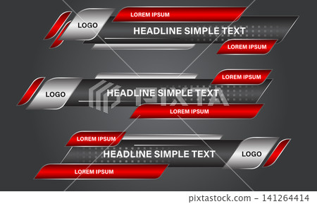Broadcast News Lower Thirds Template layout black red set collection design banner for bar Headline news title, sport game in Television, Video and Media Channel vector Broadcast News Lower Thirds Template layout black red set collection design banner for bar Headline news title, sport game in Television, Video and Media Channel vector 141264414