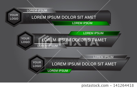 Broadcast News Lower Thirds Template layout black green set collection design banner for bar Headline news title, sport game in Television, Video and Media Channel vector Broadcast News Lower Thirds Template layout black green set collection design banner for bar Headline news title, sport game in Television, Video and Media Channel vector 141264418