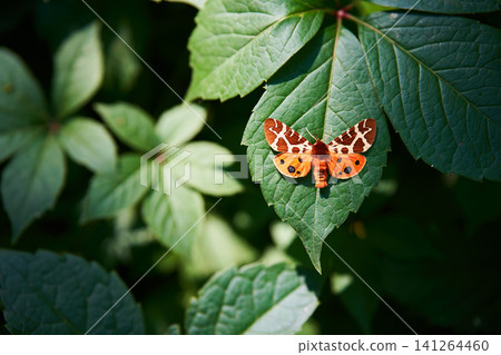Colorful butterfly resting on green foliage close up Colorful butterfly resting on green foliage close up 141264460