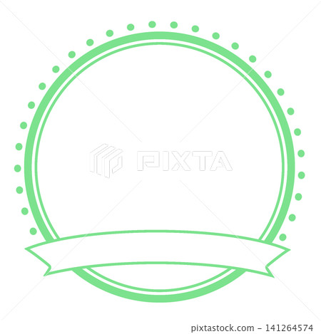 Classical circular frame illustration material with circles and ribbons (light green) 141264574