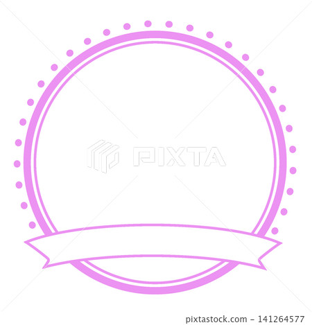 Classical circular frame illustration material with circles and ribbons (purple) 141264577
