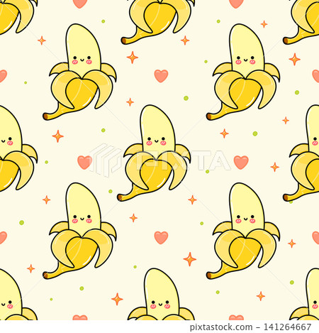 Peeled banana seamless fruit pattern design Peeled banana seamless fruit pattern design 141264667