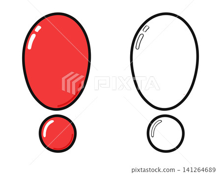 Colored and outline red exclamation mark character versions Colored and outline red exclamation mark character versions 141264689