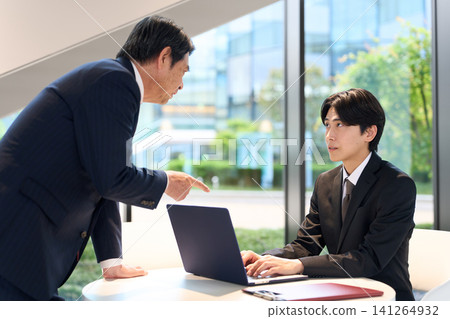 Asian businessman gets scolded by his boss Asian businessman gets scolded by his boss 141264932