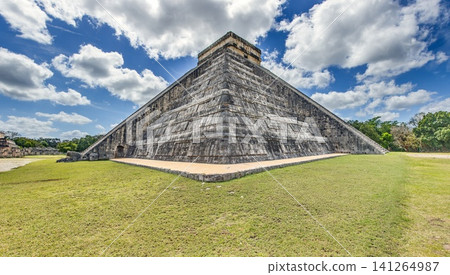 Corner View of El Castillo Pyramid Chichen Itza Corner View of El Castillo Pyramid Chichen Itza 141264987