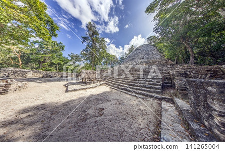 Nohoch Mul Pyramid Side View in Coba Nohoch Mul Pyramid Side View in Coba 141265004