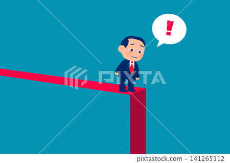 Businessman looking at a downward falling red neon arrow line graph on a dark wall, concept of stock market crash, economic recession and financial failure Businessman looking at a downward falling red neon arrow line graph on a dark wall, concept of stock market crash, economic recession and financial failure 141265312