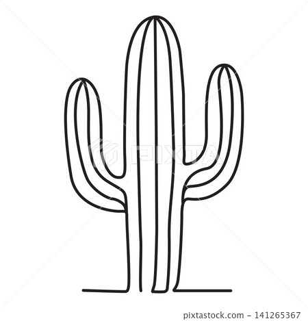 depicts a saguaro cactus house plant outline for coloring pages 141265367