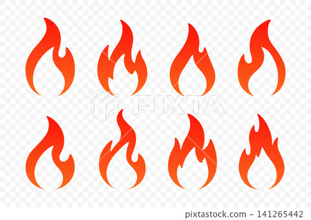 Fire Icon Set, Vector Illustration. Fire Flame Icon Collection and Fire Symbol Set Isolated. Hot, Heat, Burn, Warning, Energy, Campfire and Social Media Design Fire Icon Set, Vector Illustration. Fire Flame Icon Collection and Fire Symbol Set Isolated. Hot, Heat, Burn, Warning, Energy, Campfire and Social Media Design 141265442