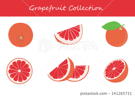 grapefruit collection. grapefruit in different poses 141265731