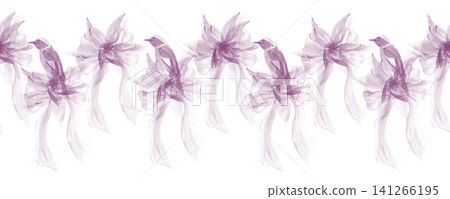 Seamless watercolor pattern with delicate lilac bows and songbirds isolated on white background. Hand painted feminine design for fabric, wallpaper, wrapping paper, stationery, nursery decor and gifts Seamless watercolor pattern with delicate lilac bows and songbirds isolated on white background. Hand painted feminine design for fabric, wallpaper, wrapping paper, stationery, nursery decor and gifts 141266195