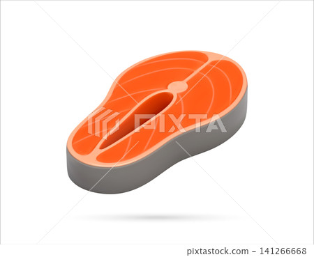 Salmon steak slice 3D icon Salmon steak slice 3D icon 141266668