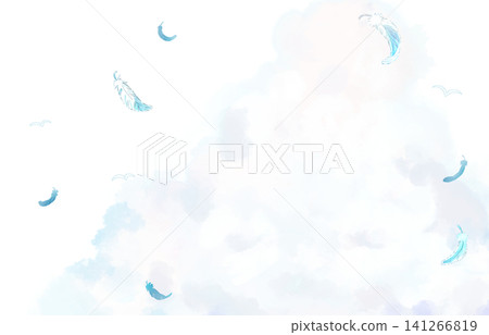 積雨雲,白鳥,羽毛飄落 積雨雲,白鳥,羽毛飄落 141266819