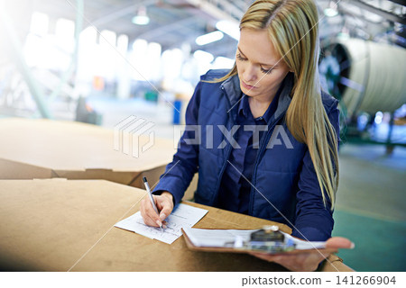 Business people, writing and checklist with clipboard for delivery, storage or supply chain at warehouse. Female person or employee filling paperwork, documents or application for distribution Business people, writing and checklist with clipboard for delivery, storage or supply chain at warehouse. Female person or employee filling paperwork, documents or application for distribution 141266904