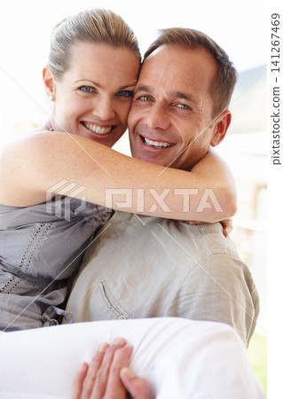 Happy couple, portrait and carry with love, excited and bonding at home or holiday and vacation for honeymoon. Man and woman hugging together, support and smile with romance, care and happiness Happy couple, portrait and carry with love, excited and bonding at home or holiday and vacation for honeymoon. Man and woman hugging together, support and smile with romance, care and happiness 141267469