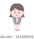 一位身穿西裝的女士鞠躬（問候） 141268058