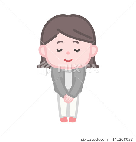 一位身穿西裝的女士鞠躬（問候） 141268058