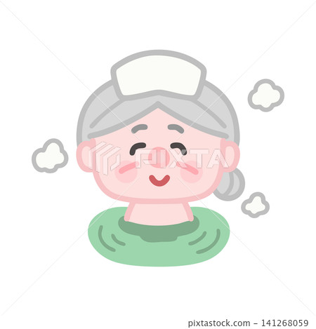 一位老婦人在溫泉洗澡 141268059