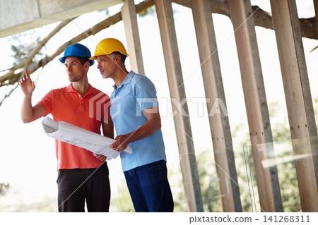 Team, construction and architect with man on site for inspection, project management and planning. Professional contractor, engineer or developer with blueprint, pointing and design collaboration Team, construction and architect with man on site for inspection, project management and planning. Professional contractor, engineer or developer with blueprint, pointing and design collaboration 141268311