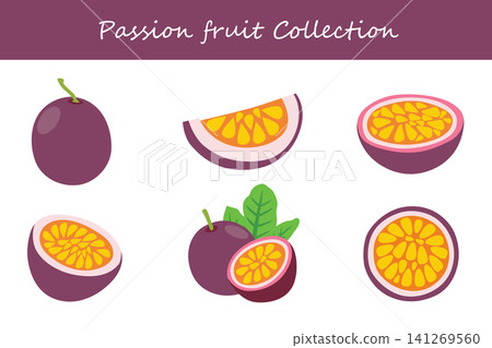passion fruit collection. passion fruit in different poses passion fruit collection. passion fruit in different poses 141269560
