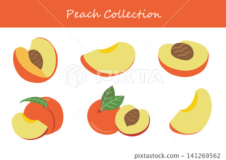 peach collection. peach in different poses peach collection. peach in different poses 141269562