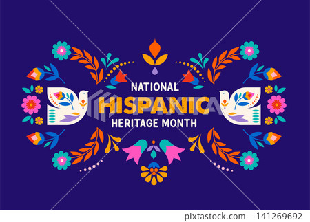 National Hispanic heritage month celebration banner background. Colorful vector illustration with National Hispanic heritage month celebration banner background. Colorful vector illustration with 141269692