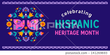 National Hispanic heritage month celebration banner background. Colorful vector illustration with National Hispanic heritage month celebration banner background. Colorful vector illustration with 141269693