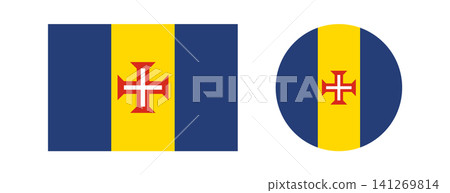 Flag of Madeira circle, rectangle sticker, button, icon. National flag of Portugal island Madeira. Set of Autonomous province of Portugal Madeira flag round, rectangular symbol, background, banner. Flag of Madeira circle, rectangle sticker, button, icon. National flag of Portugal island Madeira. Set of Autonomous province of Portugal Madeira flag round, rectangular symbol, background, banner. 141269814