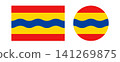 Flag of Overijssel province Kingdom of Netherlands, Holland. Oaverysel flag rectangle, circle icon, sticker set. Overijssel flag round, rectangular banner, background. Flag of Overijssel badge, button 141269875