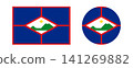Flag of Sint Eustatius rectangular, round sticker, icon set. Sint Eustatius Flag rectangle, circle button, banner, badge. National Flag Sint Eustatius background. 141269882