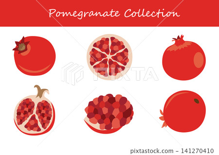 pomegranate collection. pomegranate in different poses pomegranate collection. pomegranate in different poses 141270410