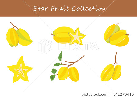 star fruit collection. star fruit in different poses star fruit collection. star fruit in different poses 141270419