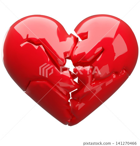 Glossy broken heart 3D vector illustration Glossy broken heart 3D vector illustration 141270466