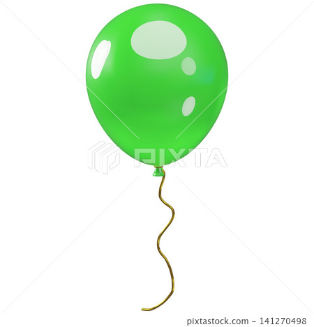 Realistic green inflated balloon on rope, vector holiday party, birthday air decoration, festive 3D foil helium balloon Realistic green inflated balloon on rope, vector holiday party, birthday air decoration, festive 3D foil helium balloon 141270498