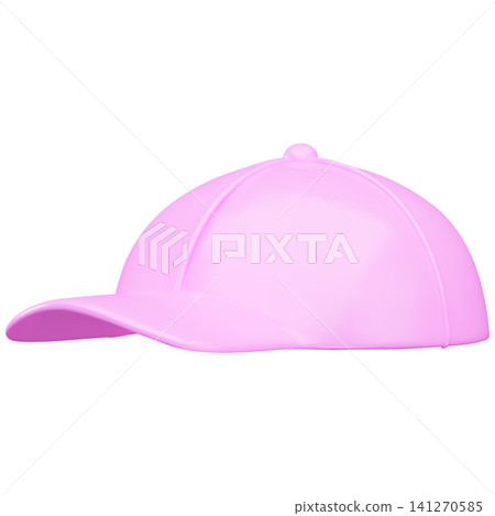 A 3D mockup of a classic pink baseball cap, render. A 3D mockup of a classic pink baseball cap, render. 141270585