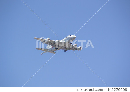 Japan Self-Defense Forces patrol aircraft in flight Japan Self-Defense Forces patrol aircraft in flight 141270908
