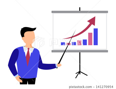 Business Coach Presenting Positive Growth Chart on Whiteboard - vector illustration Business Coach Presenting Positive Growth Chart on Whiteboard - vector illustration 141270954