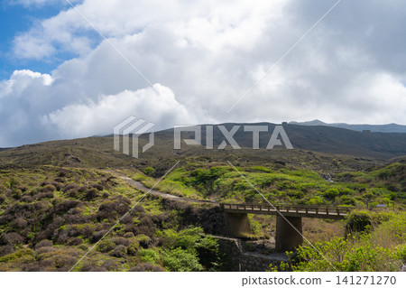 阿蘇山及其中嶽山頂峰的火山地貌,冒出縷縷青煙——熊本縣 阿蘇山及其中嶽山頂峰的火山地貌,冒出縷縷青煙——熊本縣 141271270