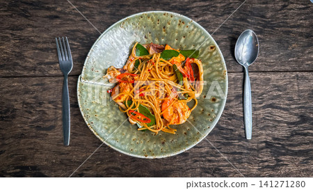 Spaghetti with Spicy Mixed Seafood Spaghetti with Spicy Mixed Seafood 141271280