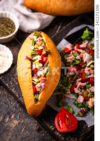 Trendy viral chopped Italian sandwich Trendy viral chopped Italian sandwich 141271306