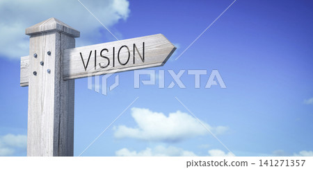 Vision - wooden signpost with one arrow Vision - wooden signpost with one arrow 141271357