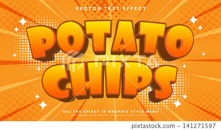 Potato Chips 3d Editable Text effect template 141271597
