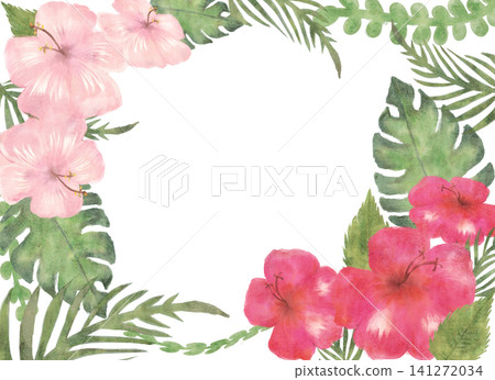 Summer frame material painted in watercolor Summer frame material painted in watercolor 141272034