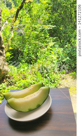 初夏的味道:新鮮切開的甜瓜,映襯著生氣勃勃的大自然。 初夏的味道:新鮮切開的甜瓜,映襯著生氣勃勃的大自然。 141272106