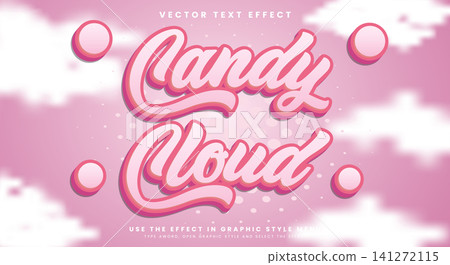 Candy Cloud 3D editable text effect Template Candy Cloud 3D editable text effect Template 141272115